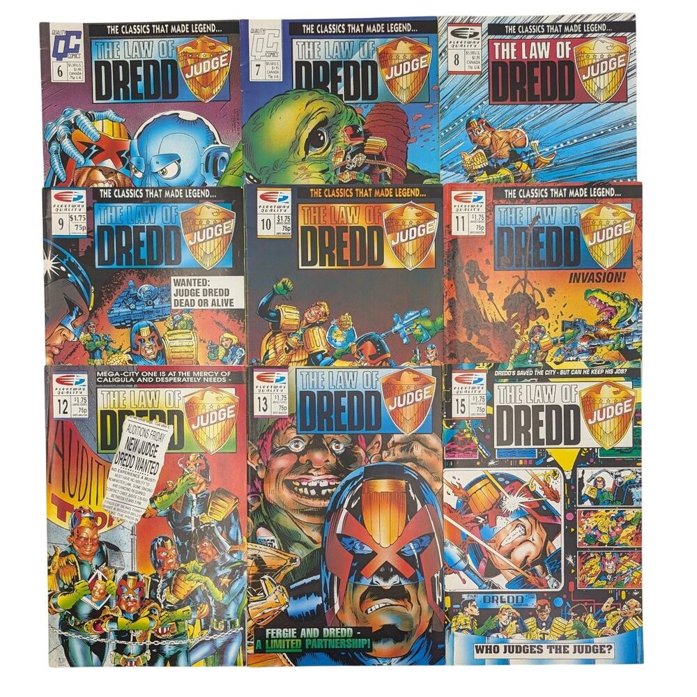 The Law of Dredd Comic Lot 9 Issues #6 7 8 9 10 11 12 13 15 Fleetway Quality